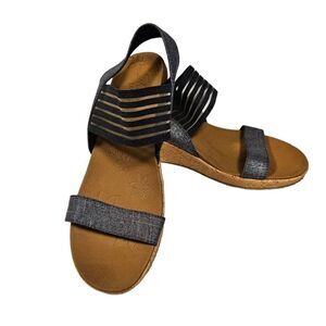 SKECHERS Silvery Denim Wedge Sandals sz 10